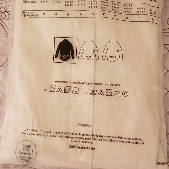 Men's VanHeusen long sleeve white dress shirt - Picture 3 of 7